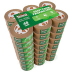 Eco-Friendly Kraft Paper Tape, Biodegradable Heavy Duty Packing Tape 2Inch x 55Yard, Recyclable Packaging Tape Self Adhesive Box Tape for Shipping, Sealing, Moving & Masking, 48Rolls