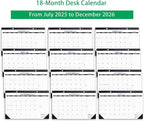Desk Calendar 2026 Wall Calendars, July 2025 - December 2026 Monthly Planner Paper Office Desktop 17"X 12", 18-Months, Planning and Organizing Home, School, Office, Holiday, Vacation