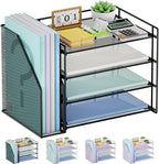 Marbrasse Desk Organizer and Accessories，4-Tier Paper Letter Tray Organizer with File Holder，Desk Accessories & Workspace Desktop Organizers for School Home Office Supplies (Black)