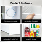 Igloo 1.6 Cu.Ft. Compact Refrigerator - Adjustable Thermostat, Glass Shelves, Includes Scraper, Ice Cube Freezer Drip Tray - White