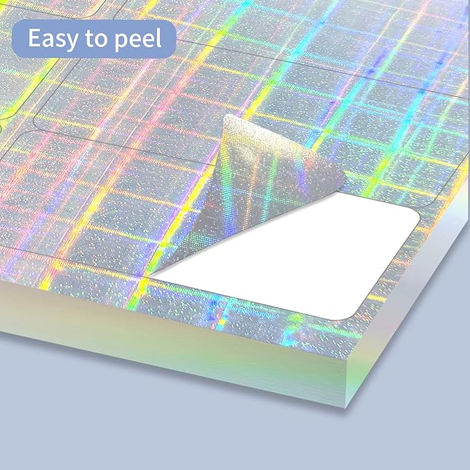STARLIBOO Shipping Labels Stickers, 2"×4" Printable Holographic Mailing Labels for Laser/Inkjet Printing, Permanent Adhesive Sticker (Holographic Shiny)