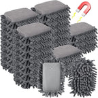 Sherr 24 Pcs Magnetic Whiteboard Eraser School Dry Erase Erasers Microfiber Shag Washable White Board Eraser for Chalk Classroom Home Office (Gray)