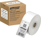 2.25" x 4" Thermal Labels | 6 Rolls | 4200 Labels | fits Zebra, Munbyn, Rollo, Godex, Arkscan, iDPRT, Offnova Thermal Label Printers and More | Blank White Adhesive Stickers by Ecotherm