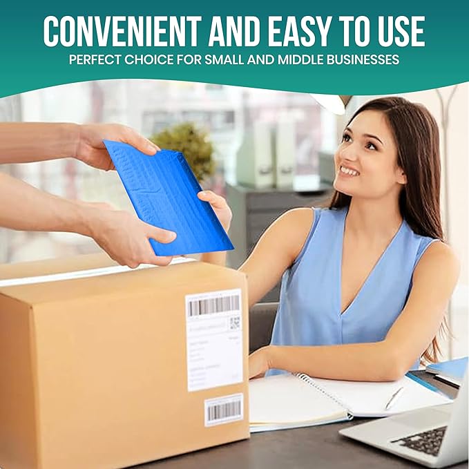 Levex - #000 4" x 8" [10 Pack] Blue Poly Bubble Mailers, Padded Envelope Mailers, Packing Envelope & Mailing Bags for Shipping