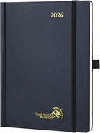 POPRUN 2026 Planner (Medium Size 8.5''x 6.5'' Hardcover) - Daily Weekly and Monthly Calendar Agenda 2026 Appointment Book with Hourly Time Slots, Monthly Tabs, 100 GSM - Black