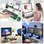 FD Wireless Keyboard and Mouse | Cute Colorful Keyboard and Mouse with 2.4GHz Cordless Retro Typewriter Keyboard | Auto-Sleep | USB Receiver for Windows PC/Laptop - Green Colorful