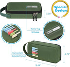 ECHSRT Big Pencil Case, Aesthetic Portable Zipper Pencil Bag with Hidden Pocket, Special Pouch for Men Women Adults, Stationery Organizer Pen Cases for Office Travel,Army Green