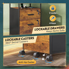 DEVAISE 2 Drawer File Cabinet with Lock and Charging Station, Wood Filing Cabinet fits A4 or Letter Size, Mobile Printer Stand with Open Storage Shelf for Home Office, Rustic Brown