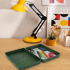 Welaxy 2-piece Office desk drawer organizer tray letter-size documents paper book file Folder Holder storage bins (Forest Green)