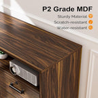 VINGLI Dark Brown Wood Lateral File Cabinet with Lock, 4 Drawer & 4 Open Shelves, Rolling File Cabinet for Home Office, Letter Sized