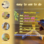 LED Note Board with 7 Colors, Light up Acrylic Message Board, Night Light outwards Writing Drawing Dry Erase Board, Personalized Note Board with Colors Large and 7 Pens for Kids (7.87x7.87inches)