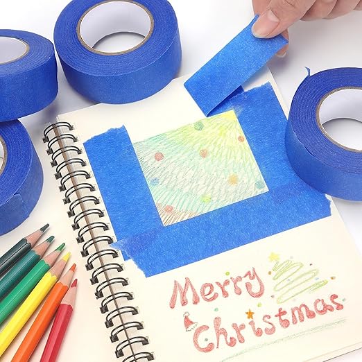 Blue Masking Tape 1 Inch X 20 Yards, 8 Rolls, 160 Yards in Total, Masking Tape for DIY Artist Craft Arts, Decoration, Drafting