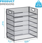 Marbrasse 6 Tier Paper Organizer Letter Tray - Mesh Desk File Organizer with Handle, Paper Sorter for Letter/A4 Office File Folder Holder - Grey