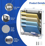 samstar Magnetic Wall File Holder, 6-Tier Hanging Wall File Organizer Wall Mount Paper File Folder Mail Organizer for Office/School, Magnetic