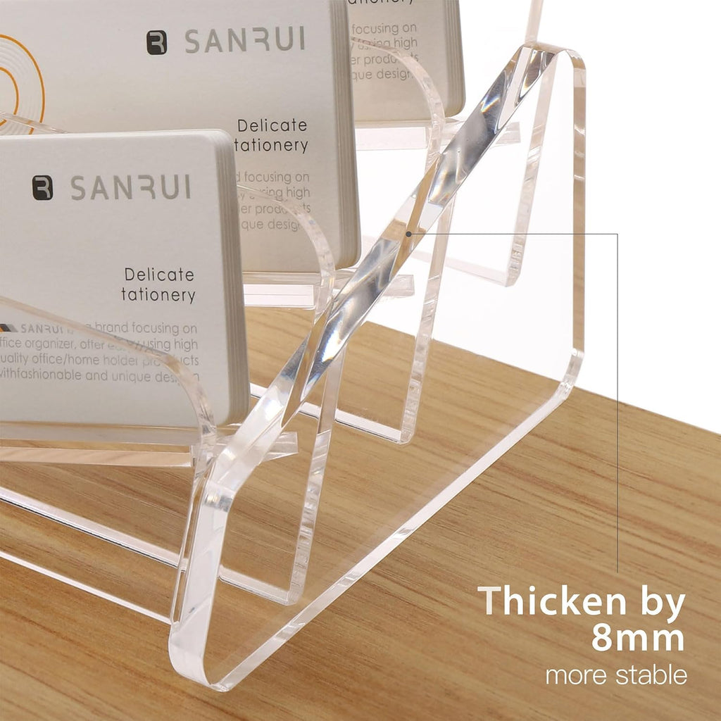 SANRUI Acrylic Business Card Holder for Desk, 3 Tier Clear Tilt Business Name Card Display Holders Stand Storage Organizer Fits 540 Business Cards (Horizontal, 9-Slot)