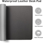 Leather Desk Pad Protector,Mouse Pad,Office Desk Mat, Non-Slip PU Leather Desk Blotter,Laptop Desk Pad,Waterproof Desk Writing Pad for Office and Home (Gray,31.5" x 15.7")