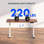 FLEXISPOT E6 Essential 3 Stages Dual Motor Electric Standing Desk 48x24 Inch Whole-Piece Board Height Adjustable Desk Electric Sit Stand Desk(White Frame + Mahogany Desktop, 2 Packages)