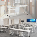 Folding Conference Room Tables 6 Pack, Foldable Modern Mobile Meeting Table Desk Training Table 6FT Large Rolling OfficeTable for Conference Training Classroom (4, 55" * 23.6" * 29.5")