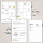 Legend Planner PRO – Deluxe Weekly & Monthly Life Planner to Increase Productivity and Hit Your Goals. Time Management Organizer Notebook – Undated – 7 x 10" Hardcover + Stickers – Seashell