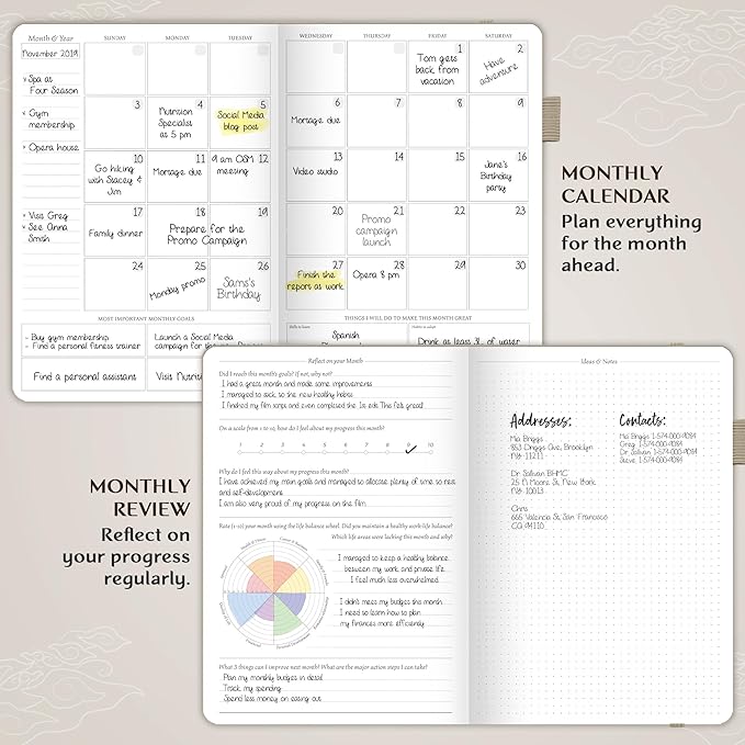 Legend Planner PRO – Deluxe Weekly & Monthly Life Planner to Increase Productivity and Hit Your Goals. Time Management Organizer Notebook – Undated – 7 x 10" Hardcover + Stickers – Seashell