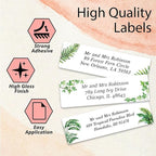 Personalized Return Address Labels Greenery - High Gloss Custom Mailing Labels on Sheets - Self-Adhesive Return Stickers for Envelopes with Crisp Printing Design (50-1000)