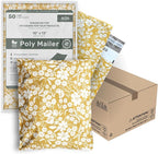 Poly Mailers 10x13 Inch 500 Pack Medium Shipping Bags Strong Thick Mailing Envelopes | Self Sealing Adhesive | Waterproof & Tear Resistant | Small Business Packaging - Floral Mustard Yellow