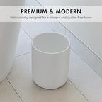 Matte White Round Compact Trash Can Mini, 2 Gallons / 7.5L Garbage Bin, Tiny Wastebasket for Bathrooms, Office, Under Desk, Bedroom, Laundry Room, Kitchen, Kids Room, and Dorm