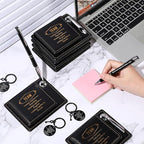 12 Set Employee Appreciation Gifts Bulk Inspirational Gifts Team Gift Bag PU Leather Notepad Holder with Pen Holder Team Keychain Ballpoint Pen Bulk Gifts for Colleagues Employees(Team)