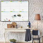 JILoffice Magnetic Dry Erase Calendar Whiteboard, 6 Months White Board Planner 48 X 36 Inch, Black Aluminum Frame Wall Mounted Board for Office Home and School