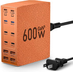 Charging Station (600W),12-Port USB C Charger Block with Dual 100W PD USB-C Fast Charging Station Hub for MacBook Pro/Air/All iPad iPhone 17/16 15/14/13/Pro Max/Samsung Galaxy Note(Orange)
