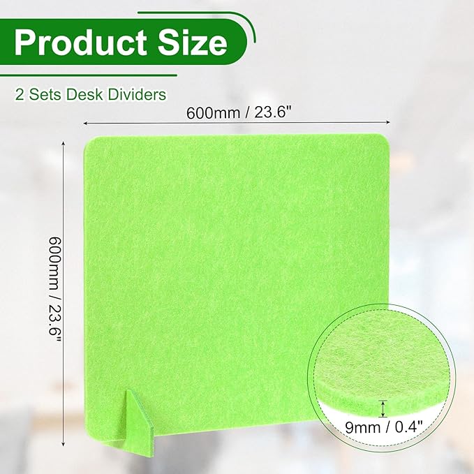 PATIKIL Desk Divider, 2 Set 24 x 24 Inch Acoustic Freestanding Desk Divider Desk Privacy Panel with 4 Pcs Support Feet for Library Office Workstation, Green