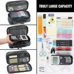 Pencil Case, Large Capacity Pencil Case Organizer; Double Zipper Storage Bag; Big Pencil Pouch for College School Office Teen Girl Boy Men Women Adult