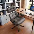 Faux Leather Executive Office Chair - Big and Tall Ergonomic Home Office Chair,Reclining Computer Desk Chairs with Lumbar Support,Adjustable Task Swivel Rolling PC with Wheels,Grey,Suede