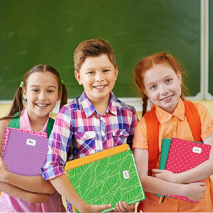 Jumbo Book Covers 8 Pack Reusable Fabric Book Cover Protective Books Covers 9 x 11 Inch Colorful Plaid Stretchable Books Sleeve Cover with Sticker for Most Hardcover Textbooks Up to 10 x 12.5 Inch