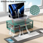 gianotter Computer Monitor Stand Riser, office organizer with Drawer, Office Organizers Storage for Classroom Office Supplies (Dark Green)