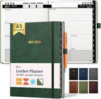 Ensight 2025-2026 HARDCOVER Leather Planner Weekly & Monthly - 6.5x8.5 Inches - Academic Planner Business Personal or Student - Pen Holder, Thick Paper, July 2025 - June 2026 (Green)