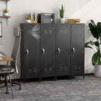 Metal Lockers for Employees with Handle,Metal Storage Locker with 2 Pegboard & 5 Hooks for Gym, School, Office,Home,Garage,Black