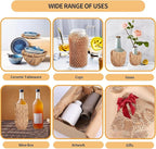 Honeycomb Packing Paper, 15"x300' Honeycomb Cushioning Bubble Wrap Paper Roll for Moving Shipping Breakables Packaging Gifts with 20 Fragile Sticker Biodegradable & Fully Recyclable Brown Kraft