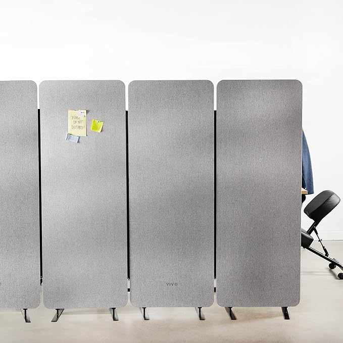 VIVO Freestanding 24 x 66 inch Privacy Panel, Cubicle Divider, Acoustic Wall Partition, Single 24 inch Panel with 2-Sided Zipper Attachment System, Gray, PP-1-T024G