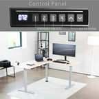 VIVO Electric Corner L-Shaped 63 x 55 in Standing Desk, Memory Height Adjustment, Light Wood Top Gray Frame, DESK-E3CTGC