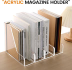 Acrylic Magazine Rack File Holder Desk Organizers and Storage 2-Pack Small Clear Acrylic Vertical Magazine Holder Book Stand for Office Desk