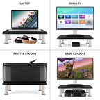 The Original Bamboo Monitor Stand (As Seen On PBS) - Monitor Riser for Computer Screen or Laptop - Desk Shelf Adds Storage Space and Improves Ergonomics - Black