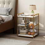 Large Printer Table Stand with Shelf for Computer Tower, CPU and Shredder, 22 x 18 Inch Rolling Printer Cart with Wheels for Home Office Storage and Organization - White Gold