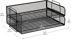 Mind Reader Stackable Paper Tray, Desktop Organizer, File Storage, Office, Metal Mesh, 13.25" L x 9.75" W x 6.25" H, 2 Pcs., Black