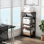 4-Tier Printer Stand with Adjustable Storage Shelf, Large Tall Printer Table with Wheels for Home Office Small Spaces Organization, Rustic Brown