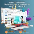 HP All-in-One Desktop Computer - 21.5" Full HD Anti-Glare Display | Intel Celeron J4025 | for Everyday Use | Mouse & Keyboard | 32GB RAM 1TB SSD | Win 11 Pro | w/Accessories