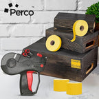 Perco Yellow Pricing Labels for Monarch 1136 Price Gun - 1 Sleeve, 8 Rolls, 14,000 Price Marking Labels - with Ink Roll Included