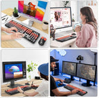 FOPETT Wireless Keyboard and Mouse Combo, 104 Keys Full-Sized 2.4 GHz Round Keycap Colorful Keyboards, USB Receiver Plug and Play, for Windows, Mac, PC, Laptop, Desktop (BlackOrange)