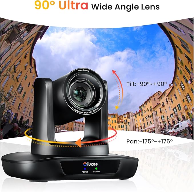 PTZ Camera 4K Conference Room Camera USB3.0/HDMI Live Streaming 12X Optical Zoom Wide Angle for Video Conferencing Church Services Education Medical Work with Zoom Webex OBS YouTube Facebook