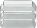 Safco Onyx Desktop Organizer, 3-Tier Paper Tray, Durable Steel Mesh Construction,Silver